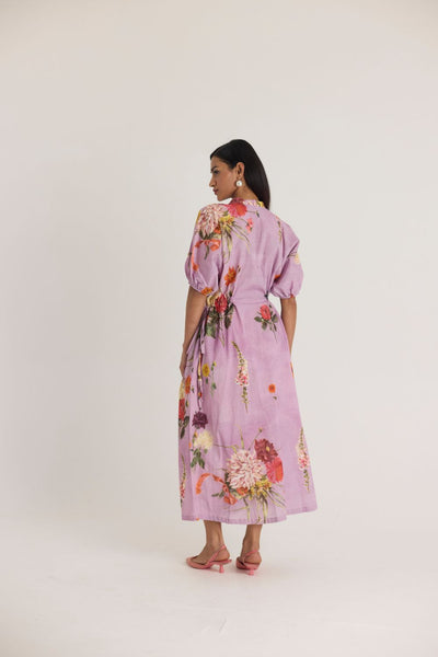 GIGGLE BERRY LILAC SIDE TIE UP DRESS