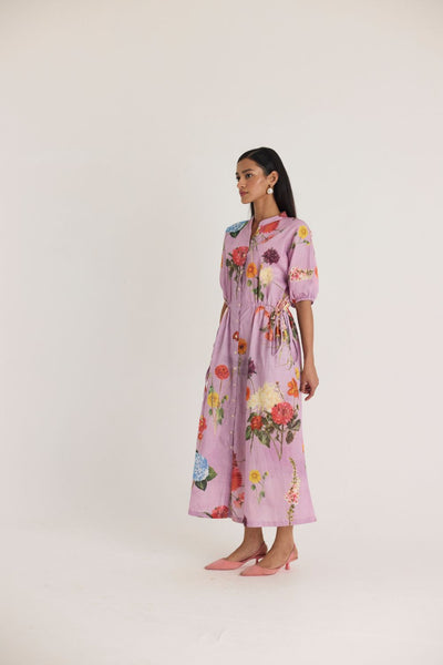 GIGGLE BERRY LILAC SIDE TIE UP DRESS