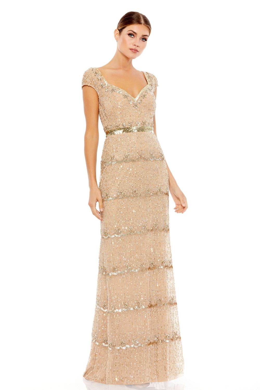 MD-9089 Straight Gown-Beige