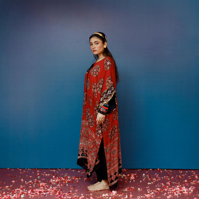 Veere Ajrakh Red Kaftan Set
