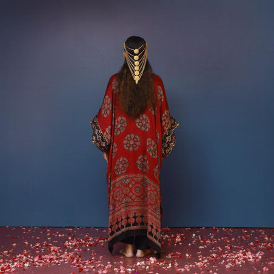 Veere Ajrakh Red Kaftan Set