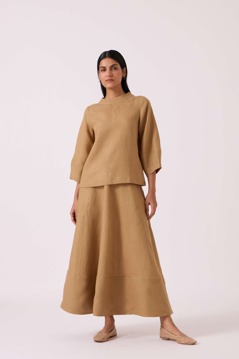 Bertie Tan Linen Top