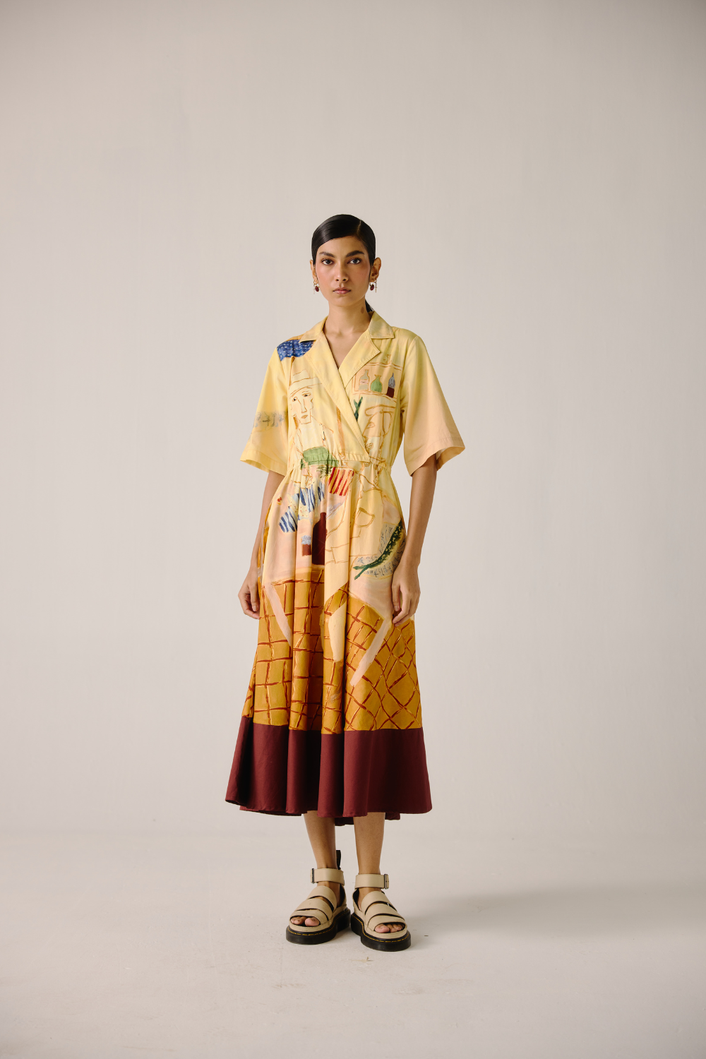 Print Blocked Dress - Fisherman