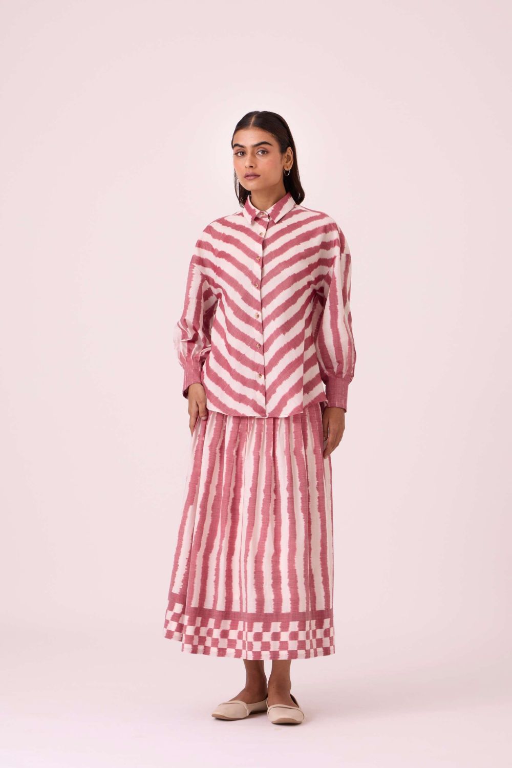 Henry Rhubarb Striped Ikat Shirt