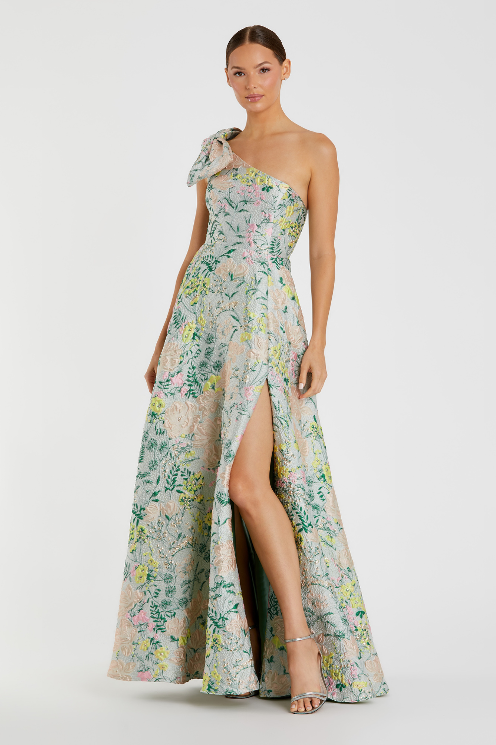 11919-Brocade Floral Dress-Pastel Multi