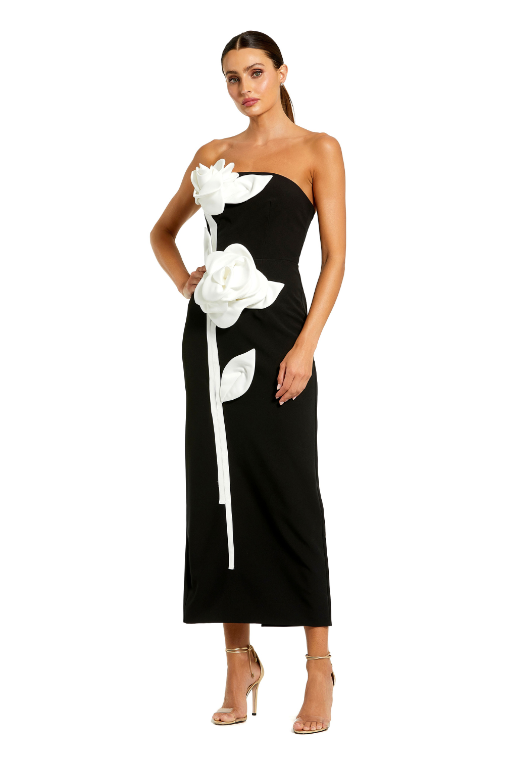 2283-Crepe Ankle Dress-Black Ivory