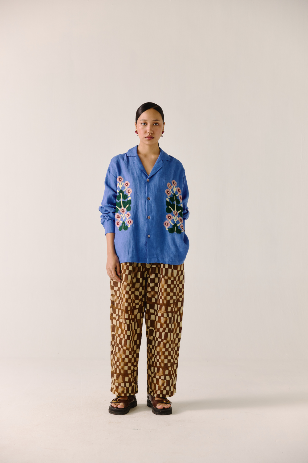 Unisex Shirt (full sleeve) - Electric Blue (pixel applique)