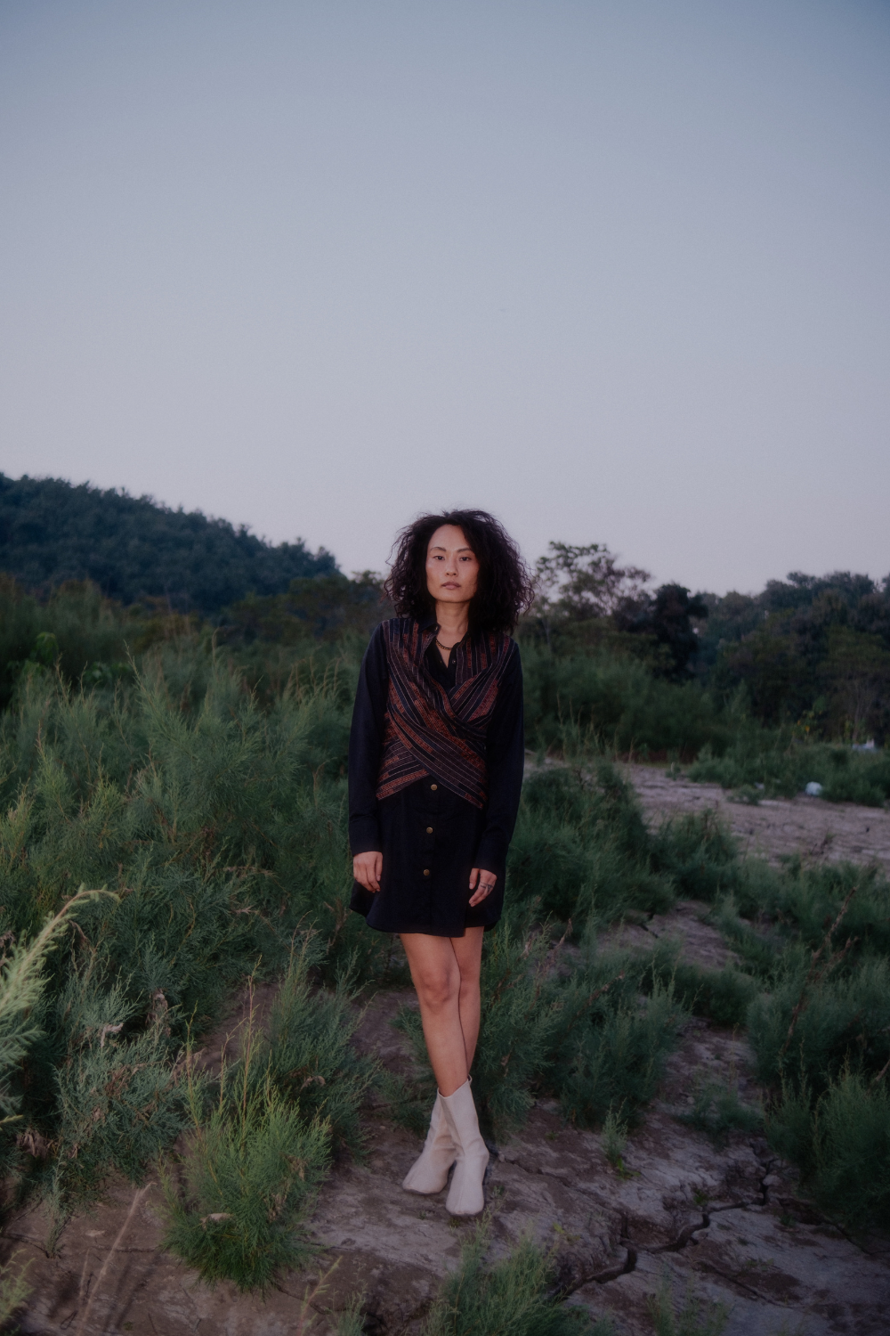Upcycled Seattle Wrap Short Dress - Black Copper