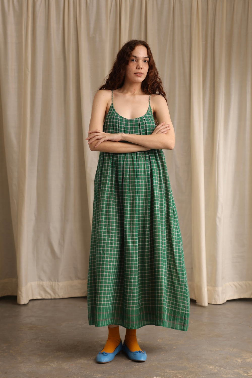Kyra Dress - Green Checks