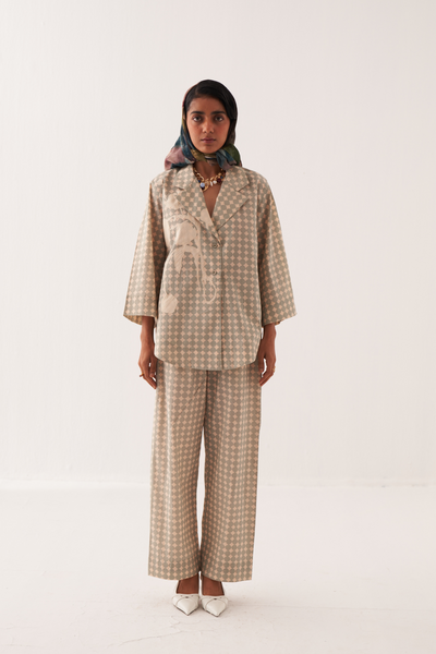 Cuboid Appliqe Jacket Shirt