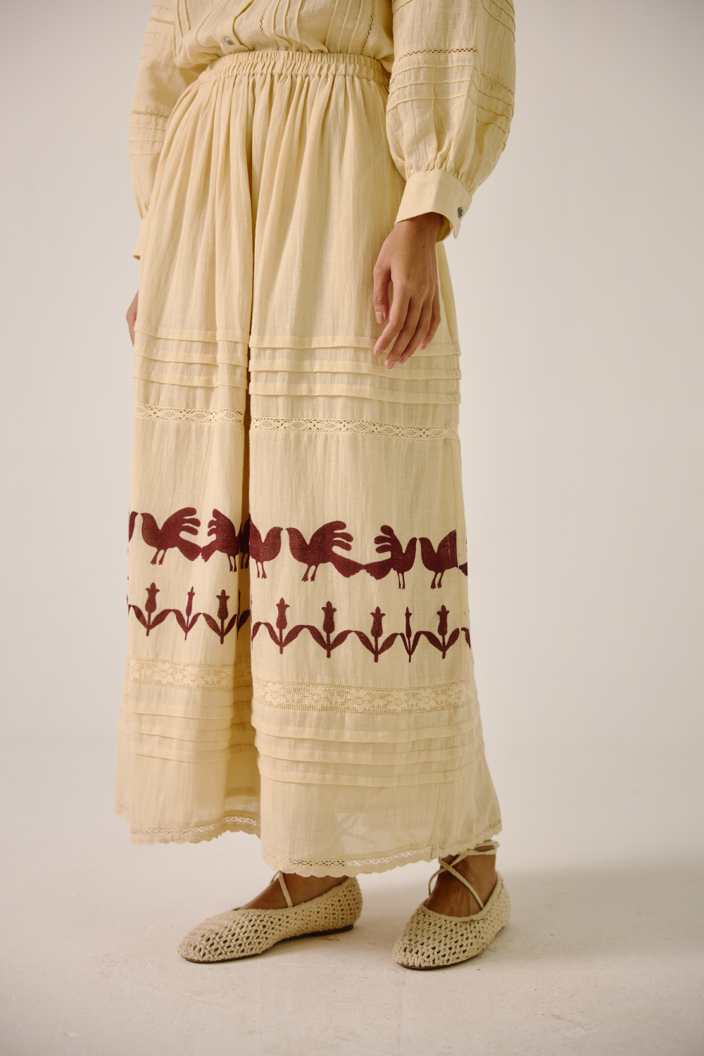 Emily Skirt - Ivory Block Print