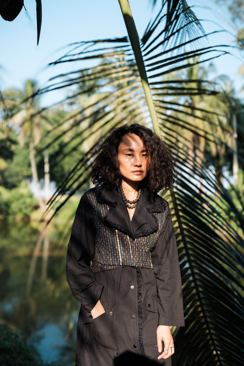 Upcycled Handwoven Copenhagen Trench - Black Green