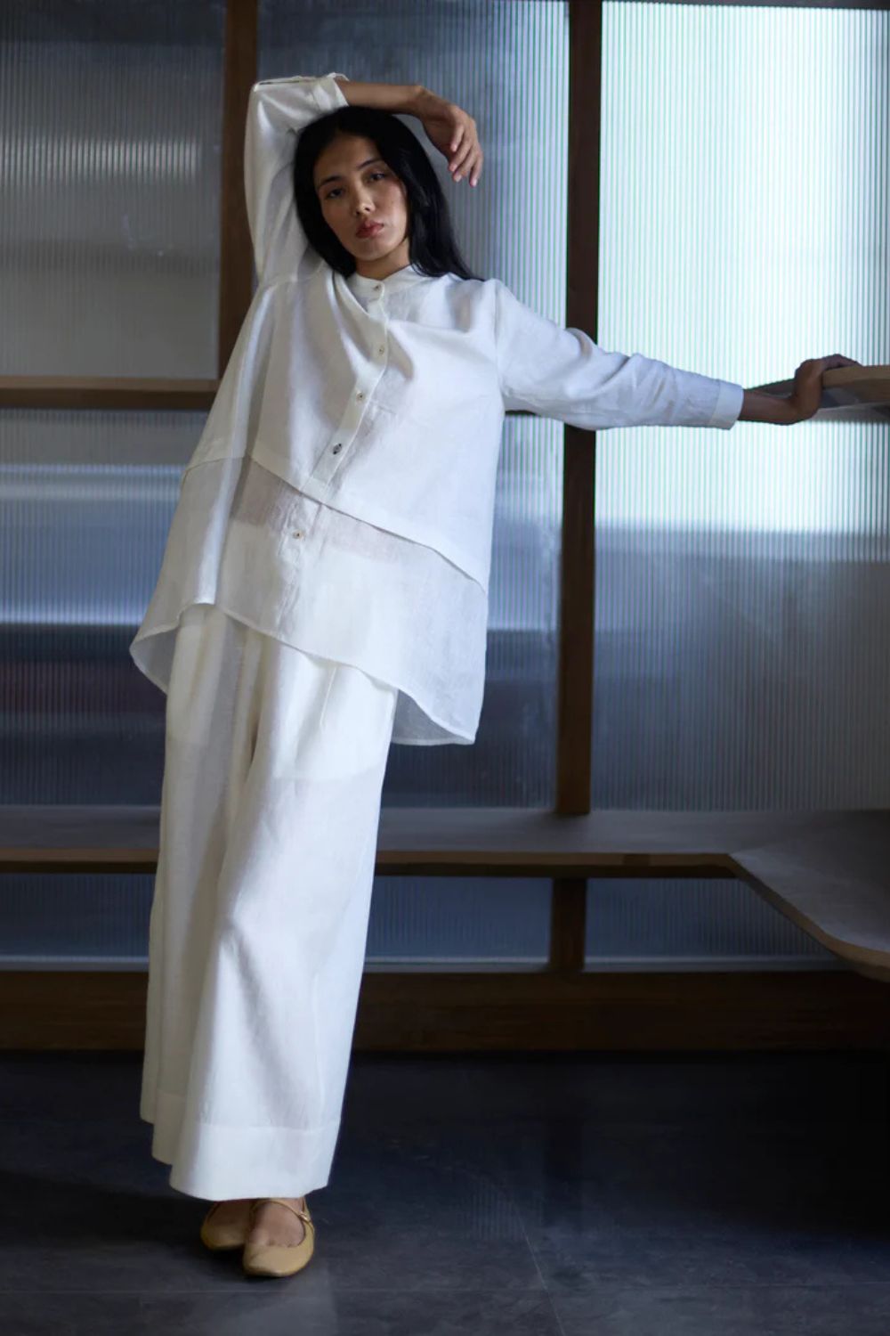 Anaya Linen A-Line Shirt - Ivory