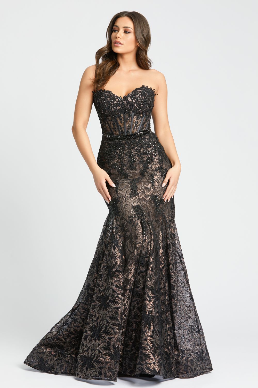 79308-Embellished Strapless Sweetheart Trumpet Gown