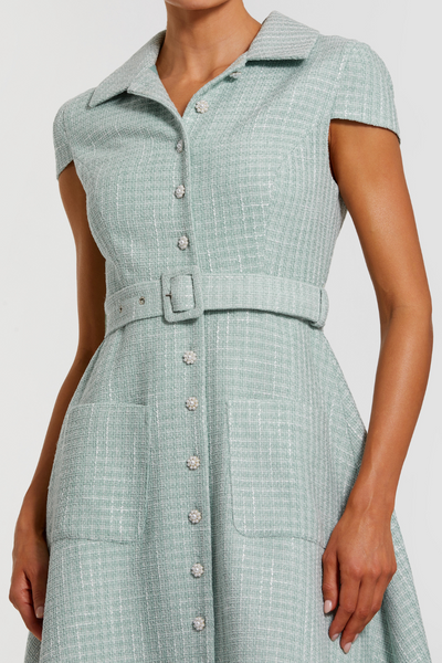 81199-Button Up Midi Dress-Seafoam
