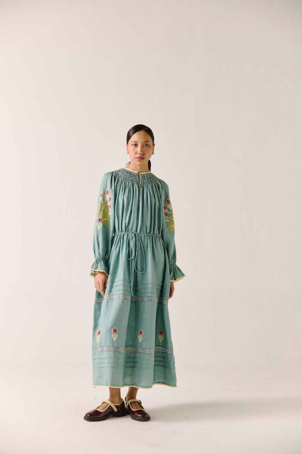 Edith Dress - Pale Blue Pixel Applique