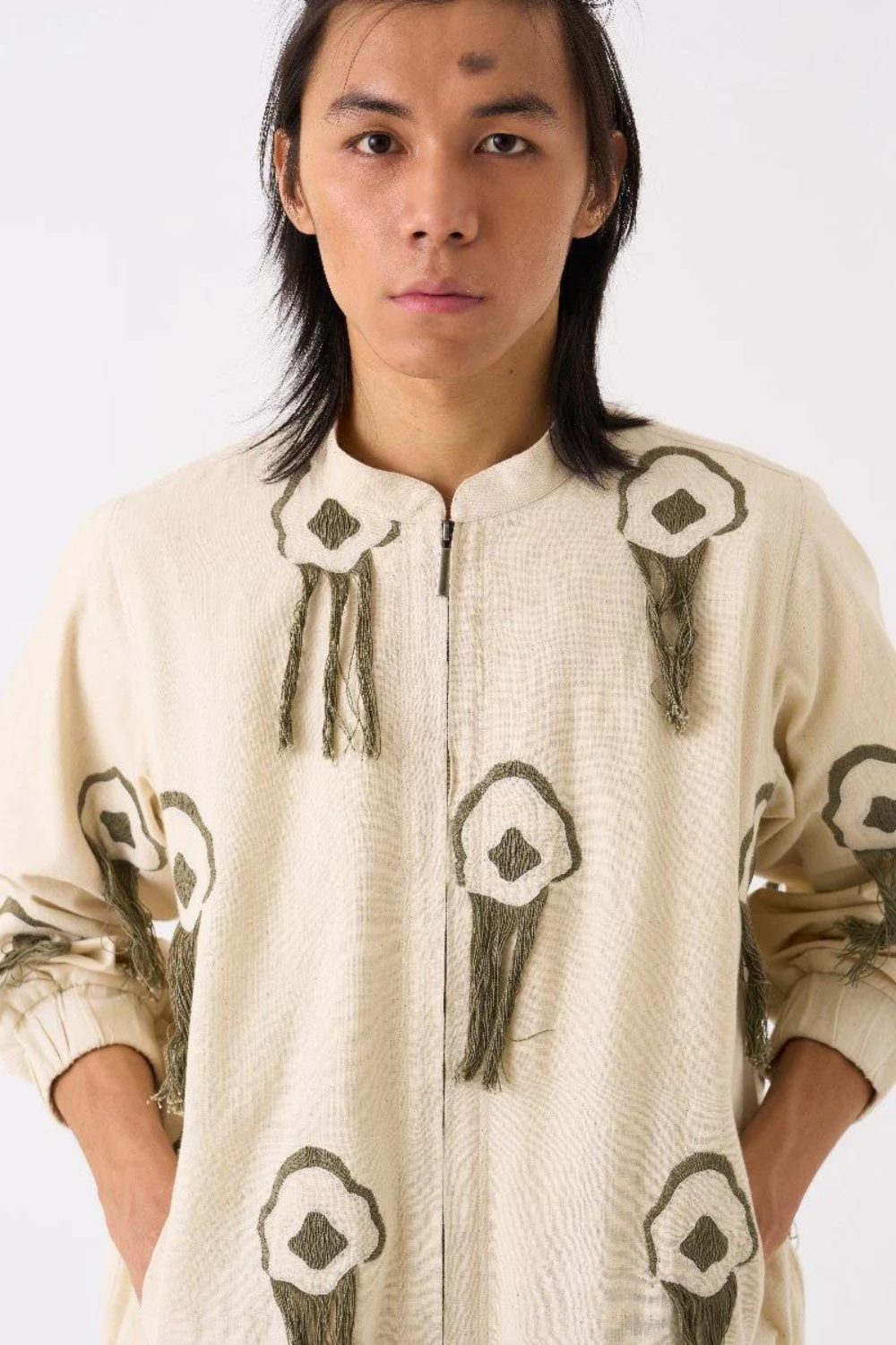FRINGE BOMBER JACKET - IVORY