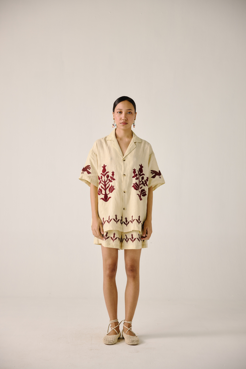 Unisex Set - Ivory Bird Applique