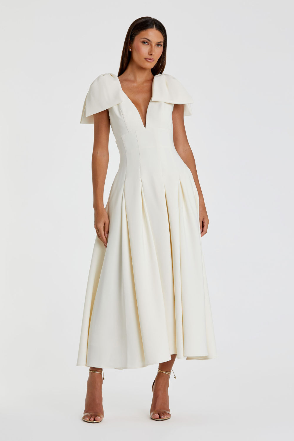 21046-Dress with Bow Straps-Ivory