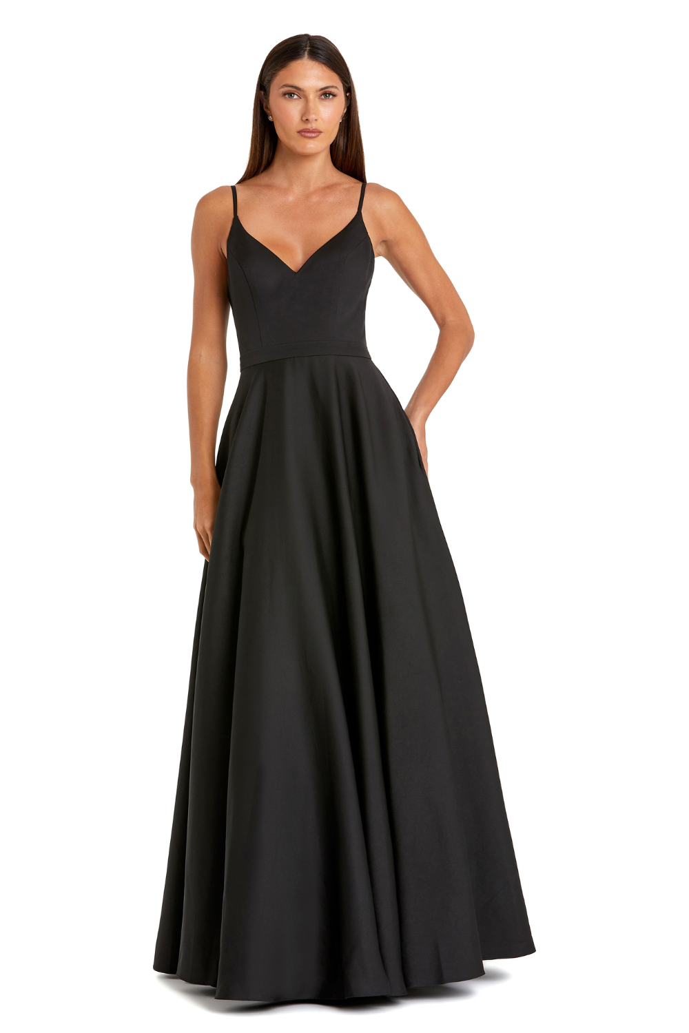 48855-V-Neck Ballgown-Black