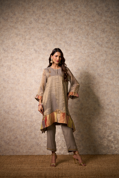 Zing Kurta Set - Grey with Dupatta