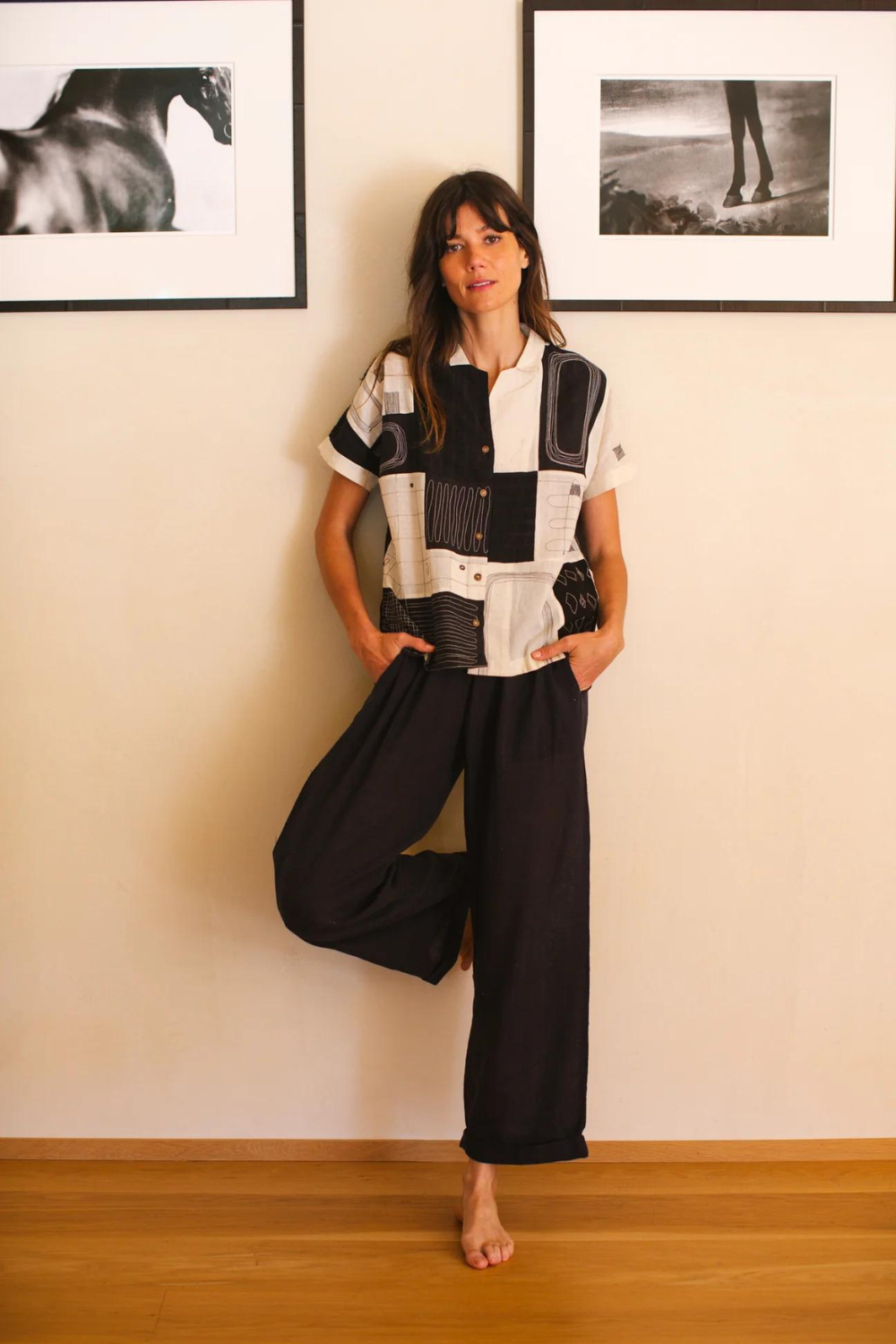 Kusum shirt-Black and White
