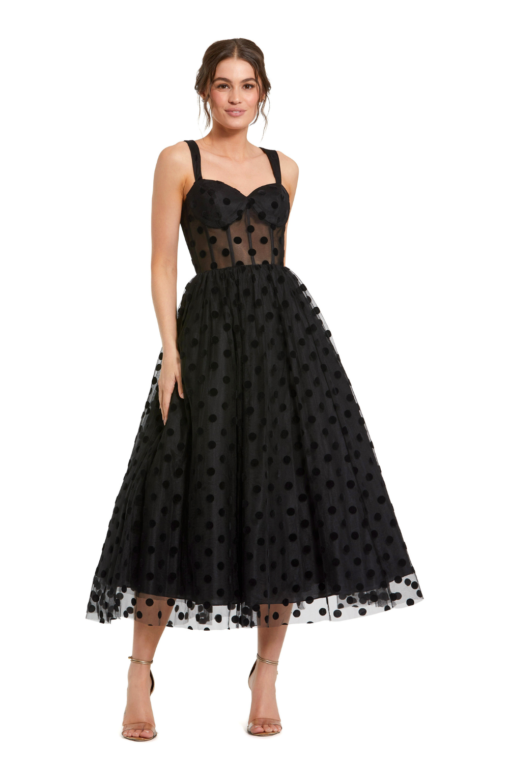 27539-A-Line Midi Dress-Black