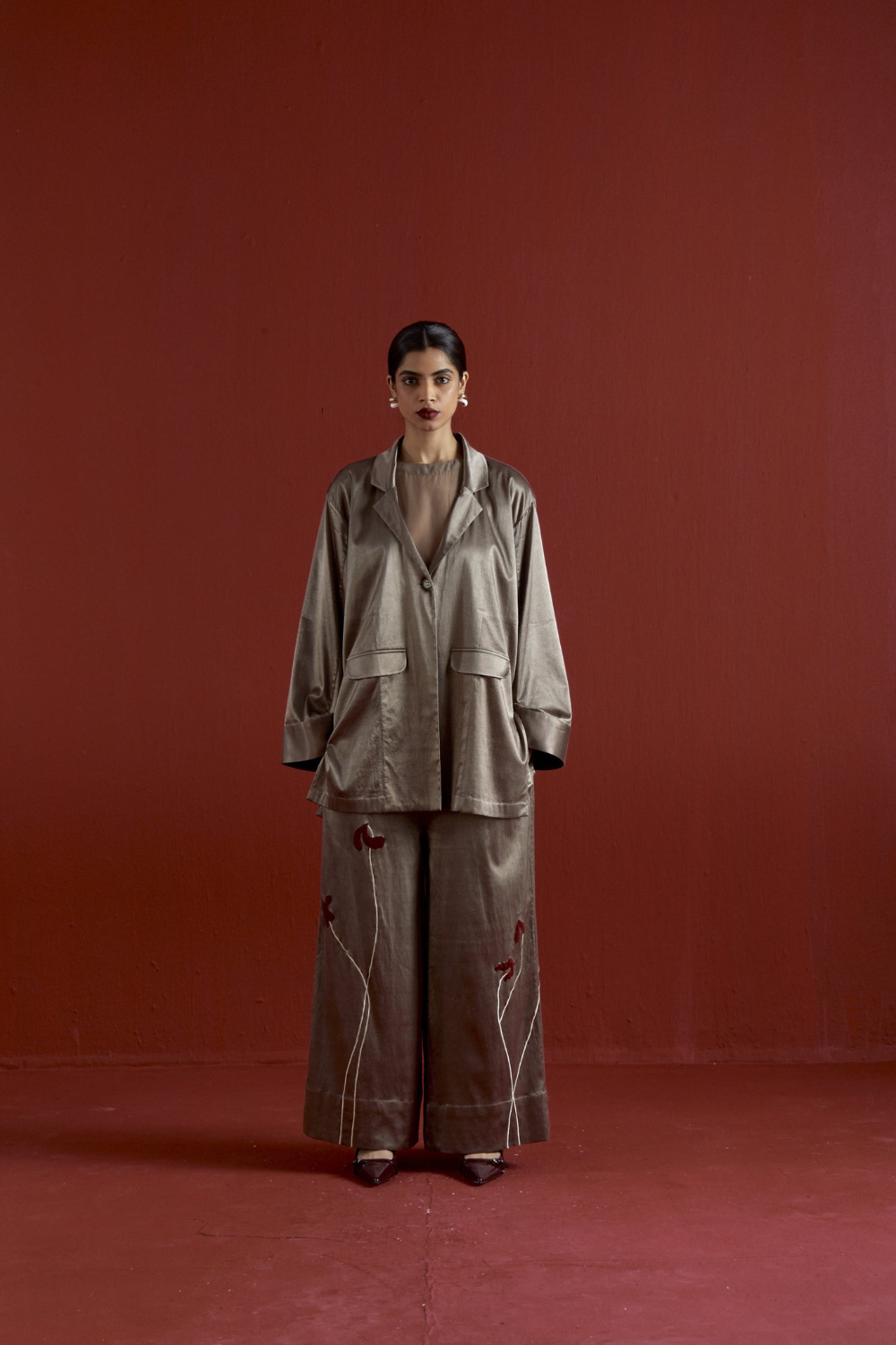 WIDE SLEEVE JACKET CO-ORD-CEDAR