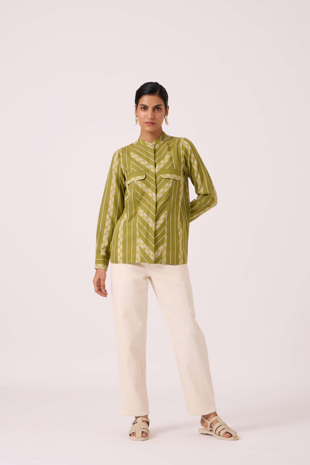 Wilde Green Striped Ikat Shirt
