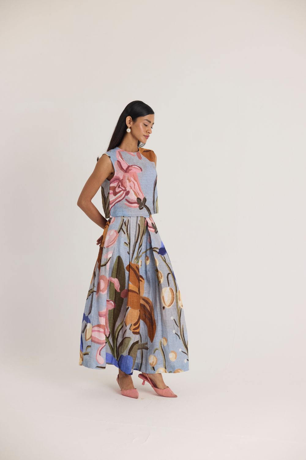 NICO LINEN TOP & SKIRT SET