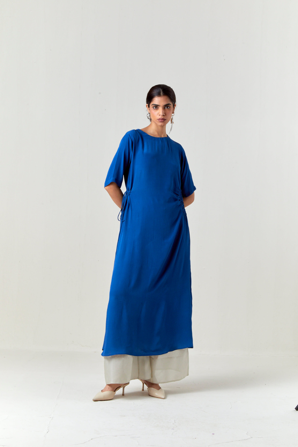 RUCHING TUNIC CO-ORD-ELECTRIC BLUE