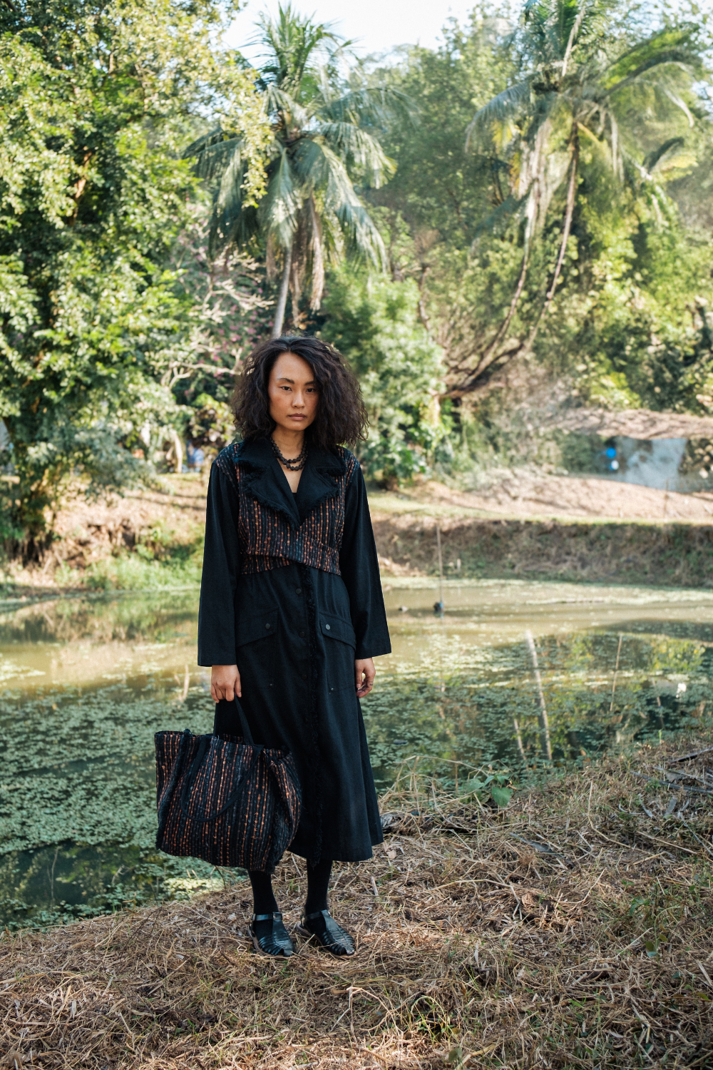 Upcycled Handwoven Copenhagen Trench - Black Copper