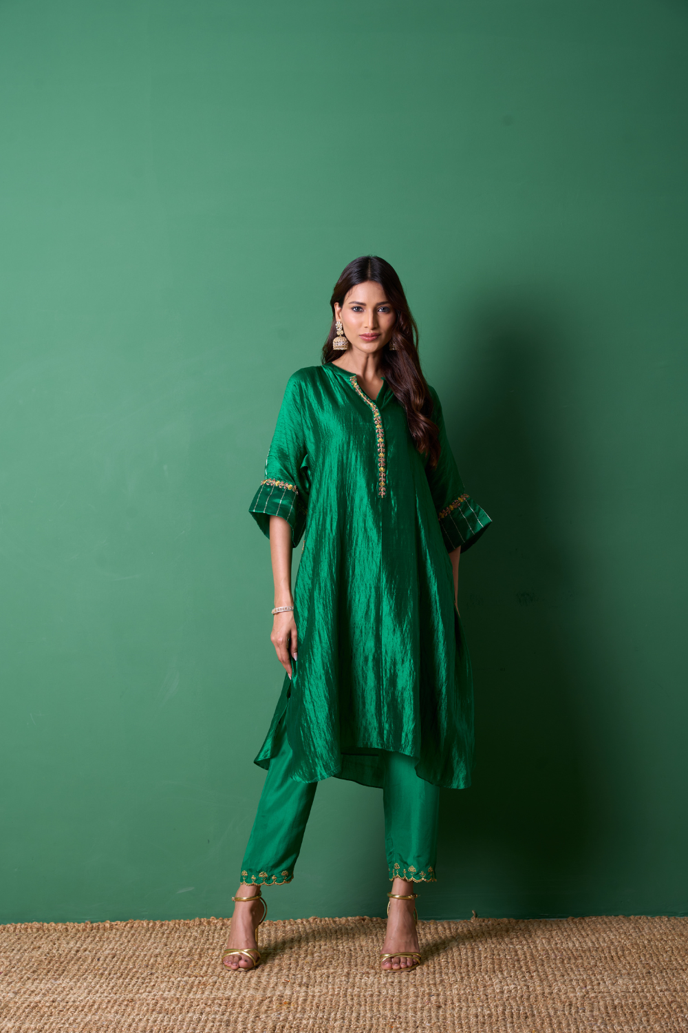 Radiance Kurta Set - Emerald with Dupatta