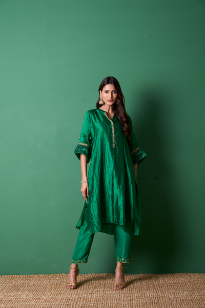 Radiance Kurta Set - Emerald with Dupatta