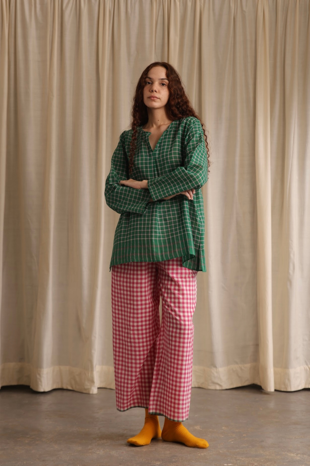 Maya Top - Green Checks