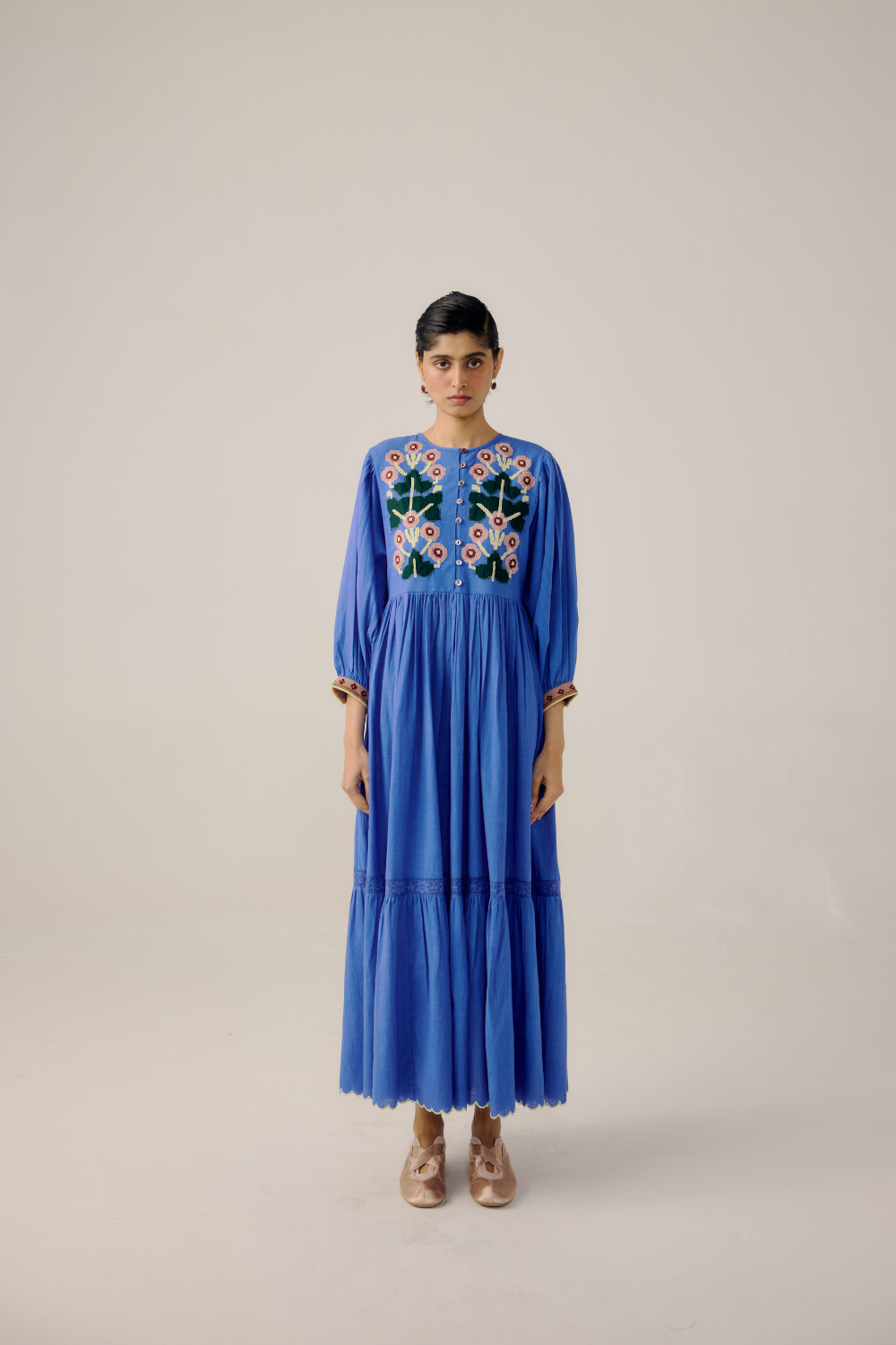 Peasant Dress - Electric Blue