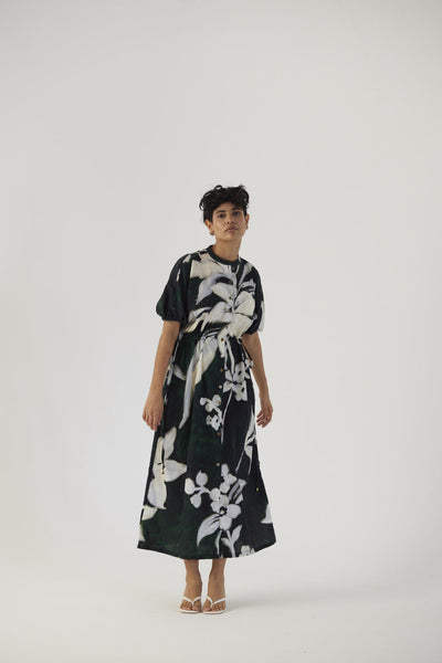 CHICORY BLACK SIDE TIE UP DRESS