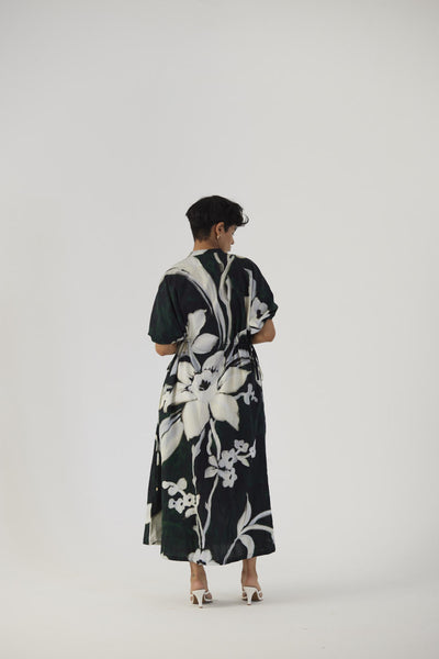 CHICORY BLACK SIDE TIE UP DRESS