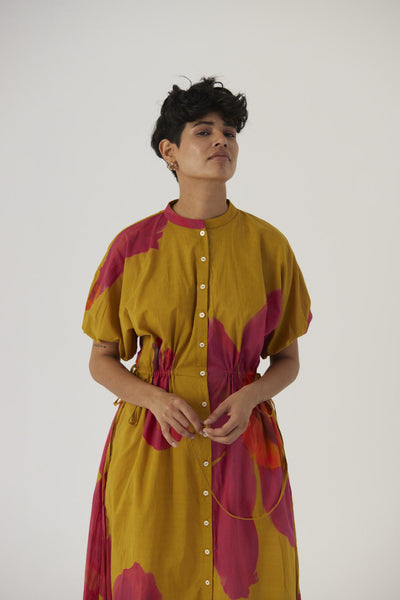 PINK POPPIES SIDE TIE-UP DRESS