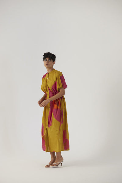 PINK POPPIES SIDE TIE-UP DRESS