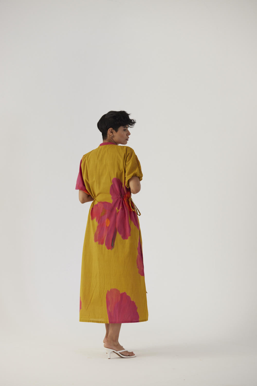 PINK POPPIES SIDE TIE-UP DRESS