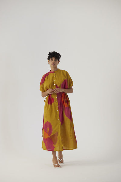 PINK POPPIES SIDE TIE-UP DRESS