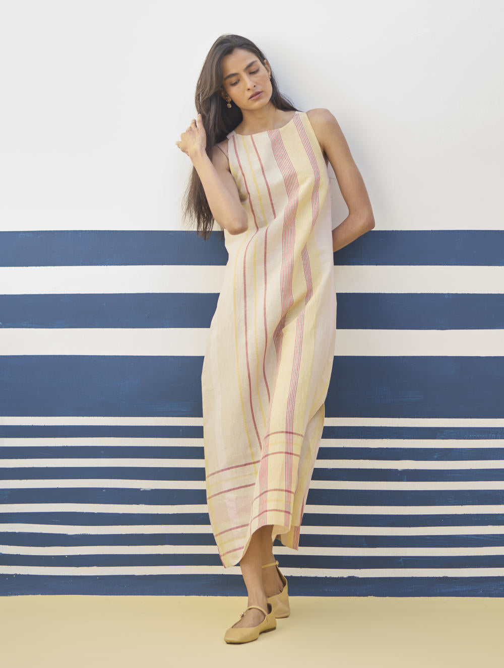 Inara Modern Check Linen Dress
- Sand