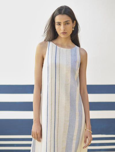 Inara Modern Check Linen Dress
- Ivory