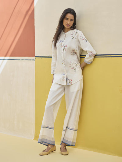 Lyla Stripe Border Pant - Ivory