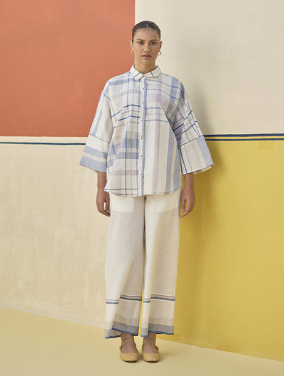 Cara Check Linen Shirt
- Ivory