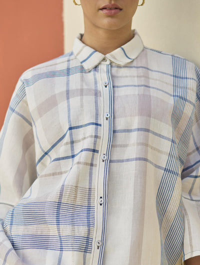 Cara Check Linen Shirt
- Ivory