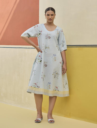 Kaya Watercolour Floral Linen Dress
- Sky