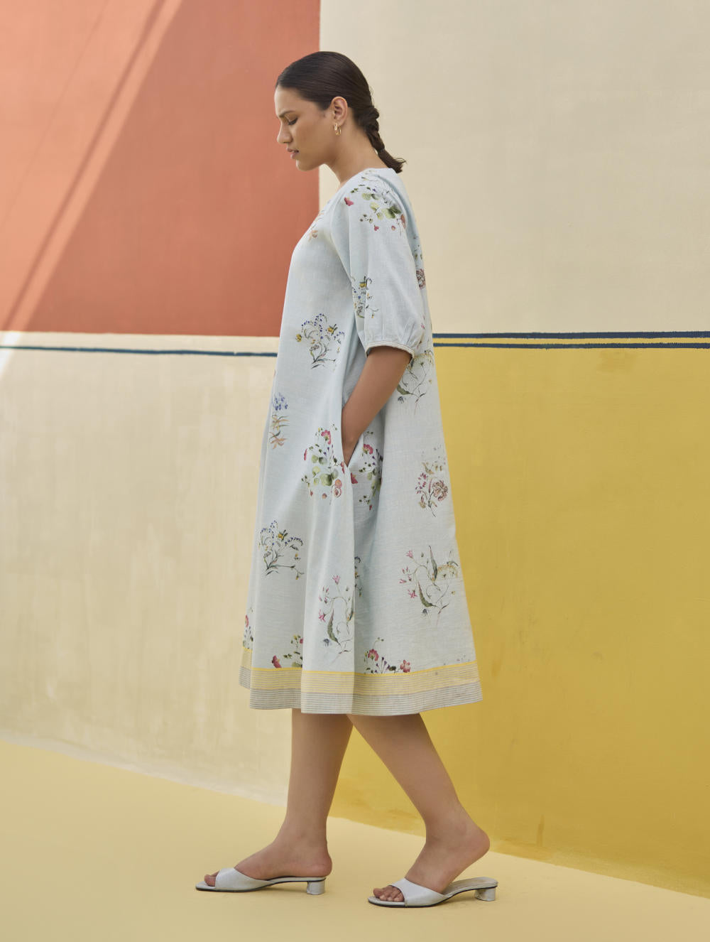 Kaya Watercolour Floral Linen Dress
- Sky