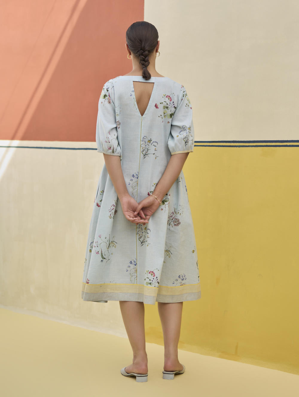 Kaya Watercolour Floral Linen Dress
- Sky